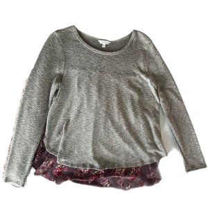 Women's Long Sleeve Tunic Sweater with Floral Back - L